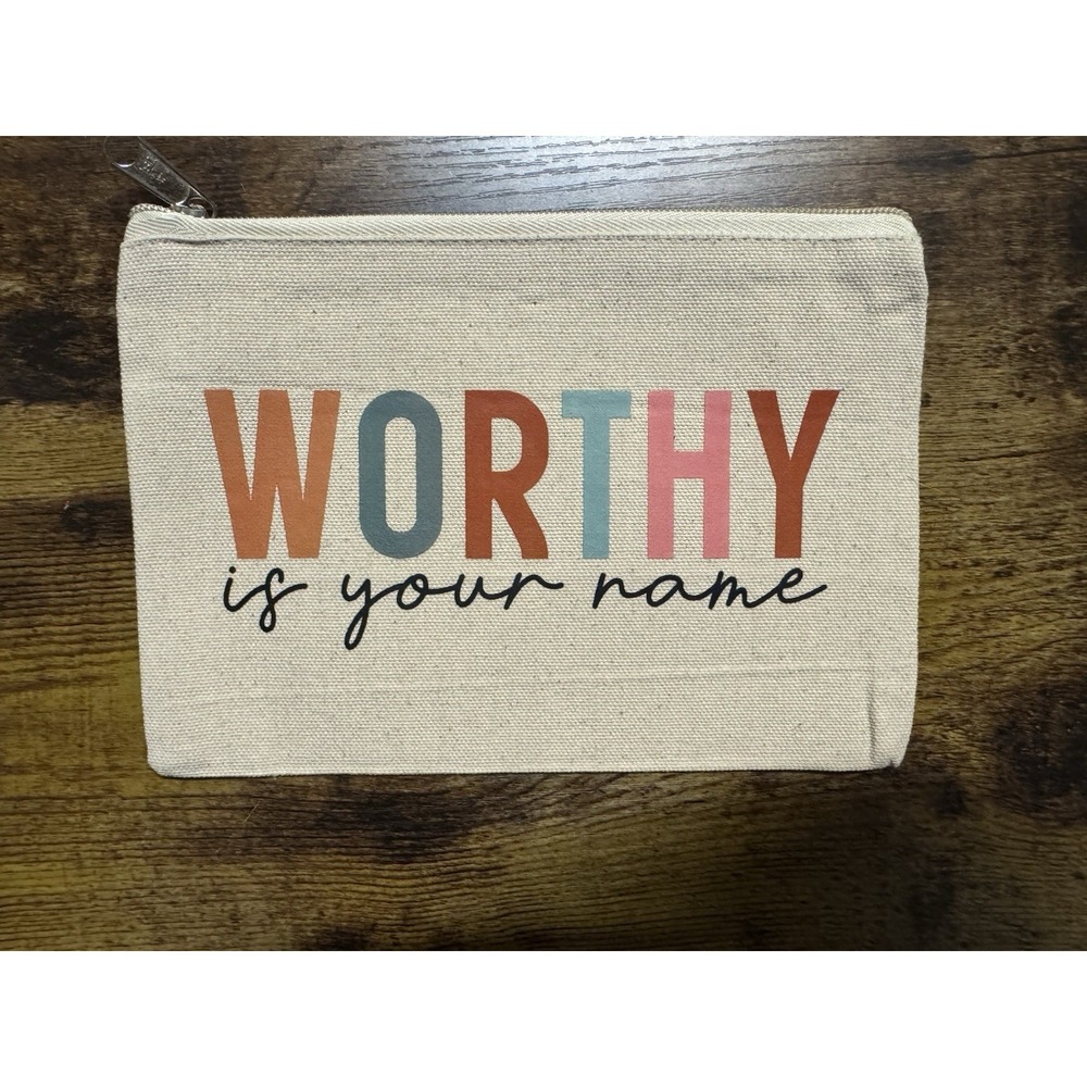 Worthy Is Your Name Canvas Makeup Bag Christian Cosmetic Pouch Gift